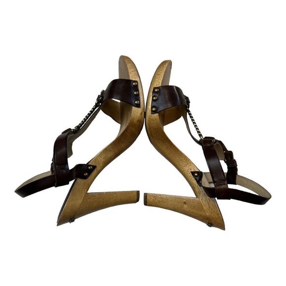 Michael Kors Women's Slingback Wooden Platform Heels Dark Brown Size 10M - Picture 5 of 9